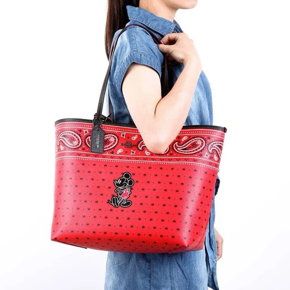 DISNEY X COACH Mickey Mouse Reversible Bandana Print City Tote - Picture 12 of 12
